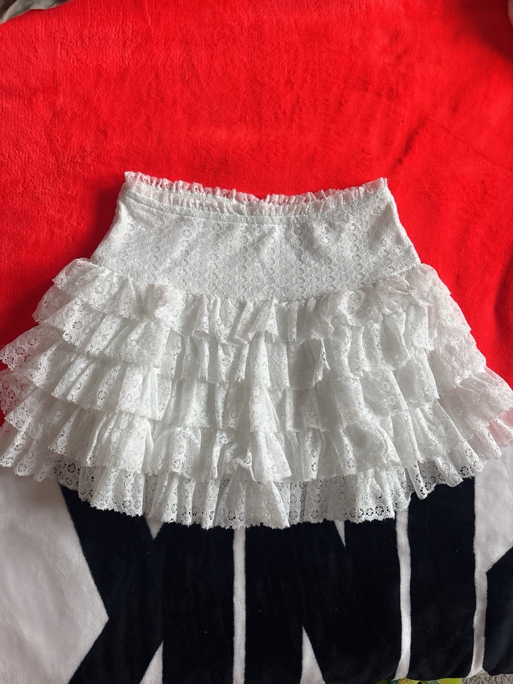 NWT！American Eagle Outfitters White Lace Ruffle Skater Skirt